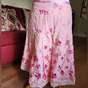 Cynthia Steffe Pink Pleated Midi Skirt